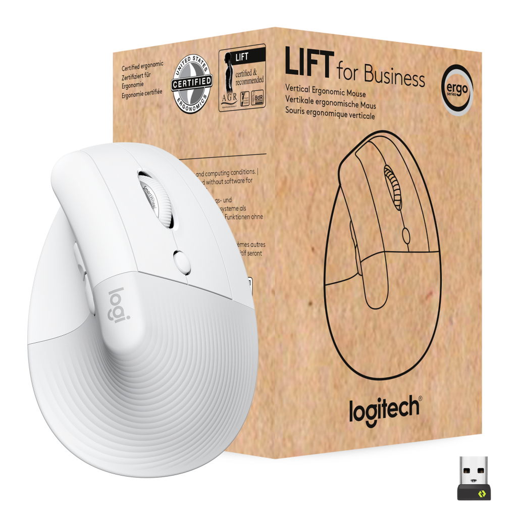 Мишка Logitech Lift Vertical Ergonomic Wireless/Bluetooth for Business Off-white (910-006496)