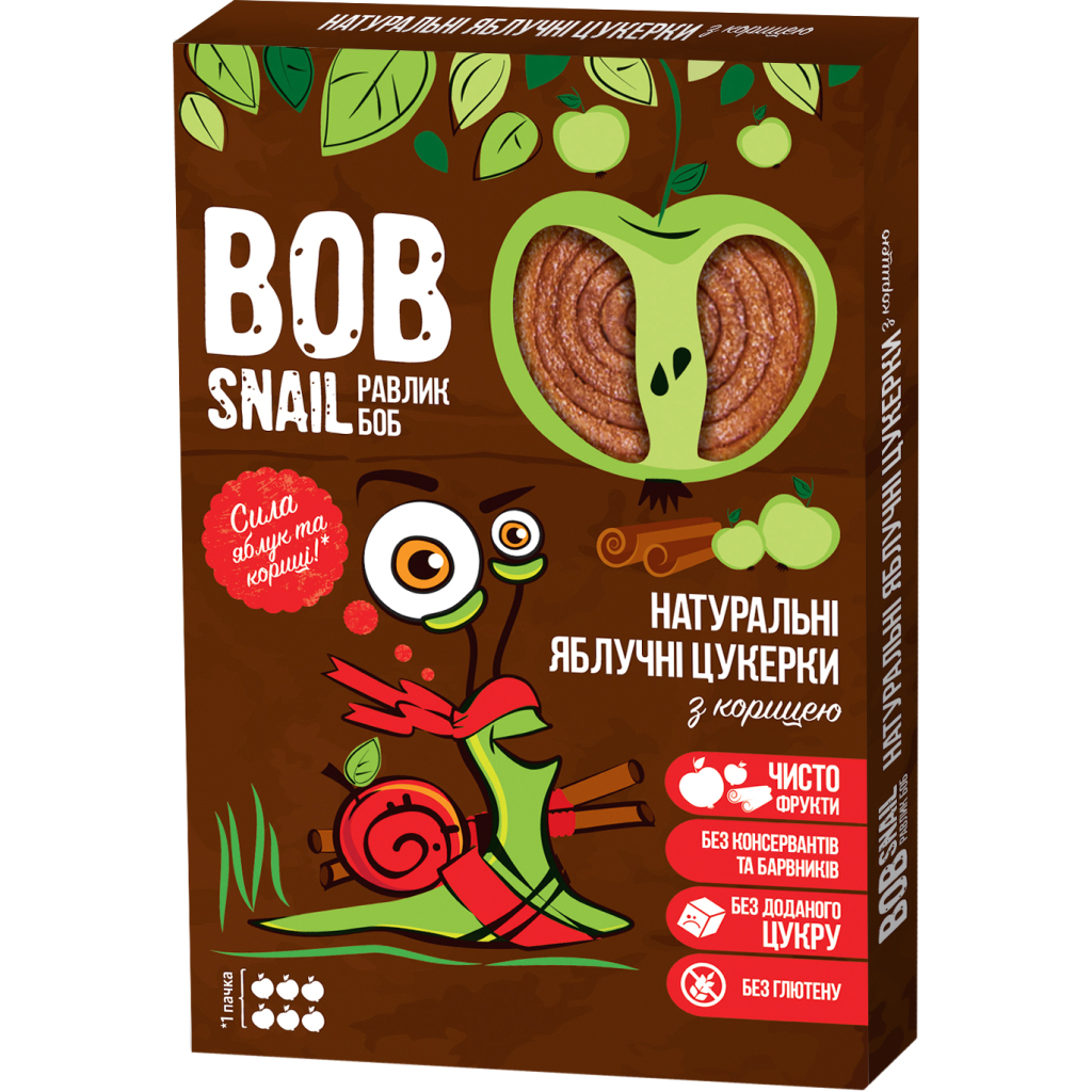 Цукерка Bob Snail Равлик Боб Яблуко-Кориця, 60 г (4820219340089)