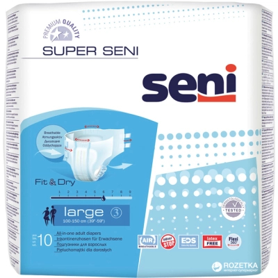 Підгузки для дорослих Seni Super Large 100-150 см 10 шт (5900516803759)