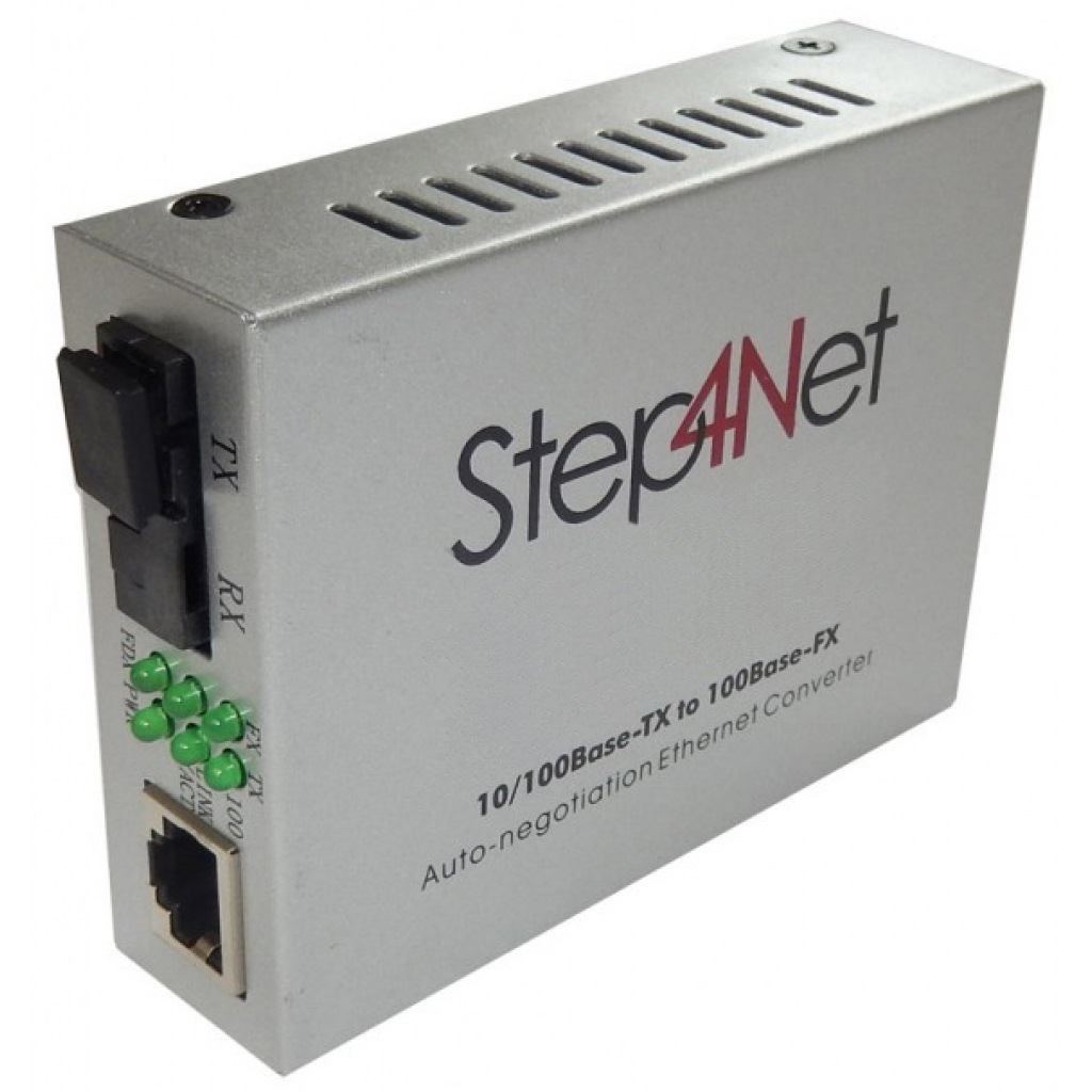 Медіаконвертер Step4Net 10/100Base-TX to 100Base-FX, SM, 1550T/1310R, SC/PC, 20км (MC-B-0,1-1SM-1550nm-20-LFP)