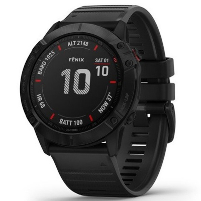 Смарт-годинник Garmin fenix 6X, Pro and Sapphire editions, Black with black band (010-02157-01)