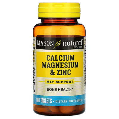 Мінерали Mason Natural Кальцій, магній та цинк, Calcium Magnesium & Zinc, 100 табле (MAV-09681)