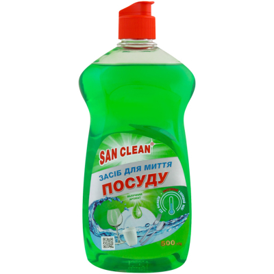 Засіб для ручного миття посуду San Clean Яблуко 500 г (4820003540152)