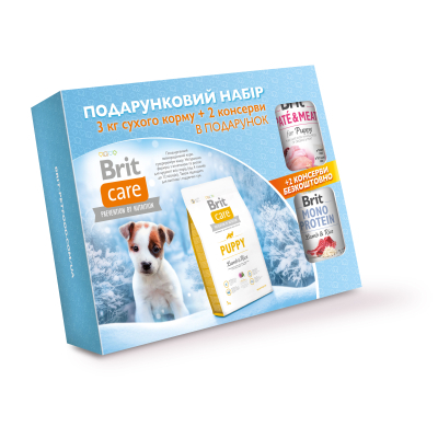 Сухий корм для собак Brit Care Подарунковий набір Puppy Lamb and Rice 3 кг + 2 консерви (8595602563999)