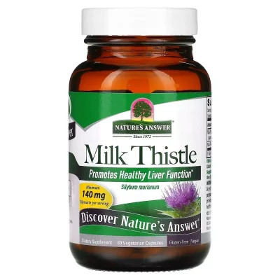 Трави Nature's Answer Розторопша, Milk Thistle, 60 вегетаріанських капсул (NTA-16415)