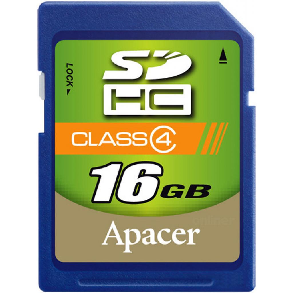 Карта пам'яті Apacer 16Gb SDHC class 4 (AP16GSDHC4-R)