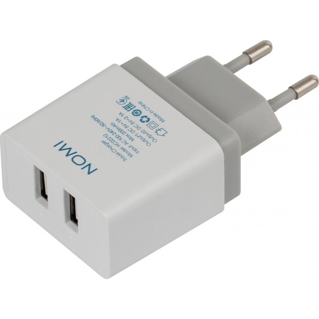 Зарядний пристрій Nomi HC02212 2*USB 2.1A White (227744)