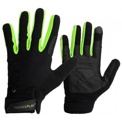 Рукавички для фітнесу PowerPlay Hit Full Finger Black/Green XL (Hit_XL_Black)