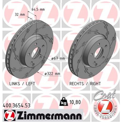 Гальмівний диск ZIMMERMANN 400.3654.53