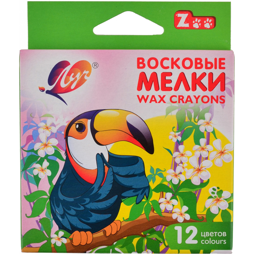 Олівці кольорові Луч Зоо воскові шестигр. 12 кольори (290109)