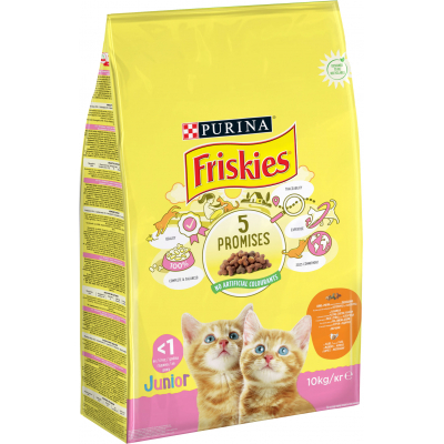 Сухий корм для кішок Purina Friskies Junior з куркою, молоком і овочами 10 кг (5997204512413)