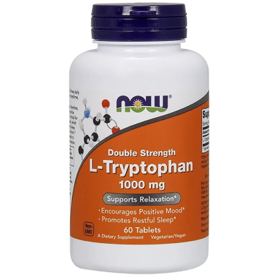 Амінокислота Now Foods L-Триптофан, подвійний концентрації, 1000 мг, L-Tryptophan, (NOW-00169)