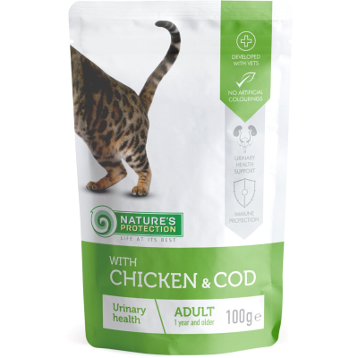 Вологий корм для кішок Nature's Protection Urinary health with Chicken and Cod 100 г (KIK45191)