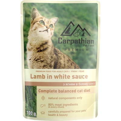 Вологий корм для кішок Carpathian Pet Food Ягня в білому соусі 100 г (4820111141180)