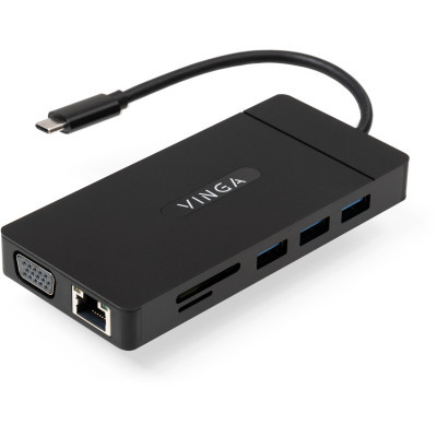 Концентратор Vinga USB-C 3.1 to VGA+HDMI+RJ45+3xUSB3.0+USB2.0+SD/TF+PD100W+Audio (VHYC10)