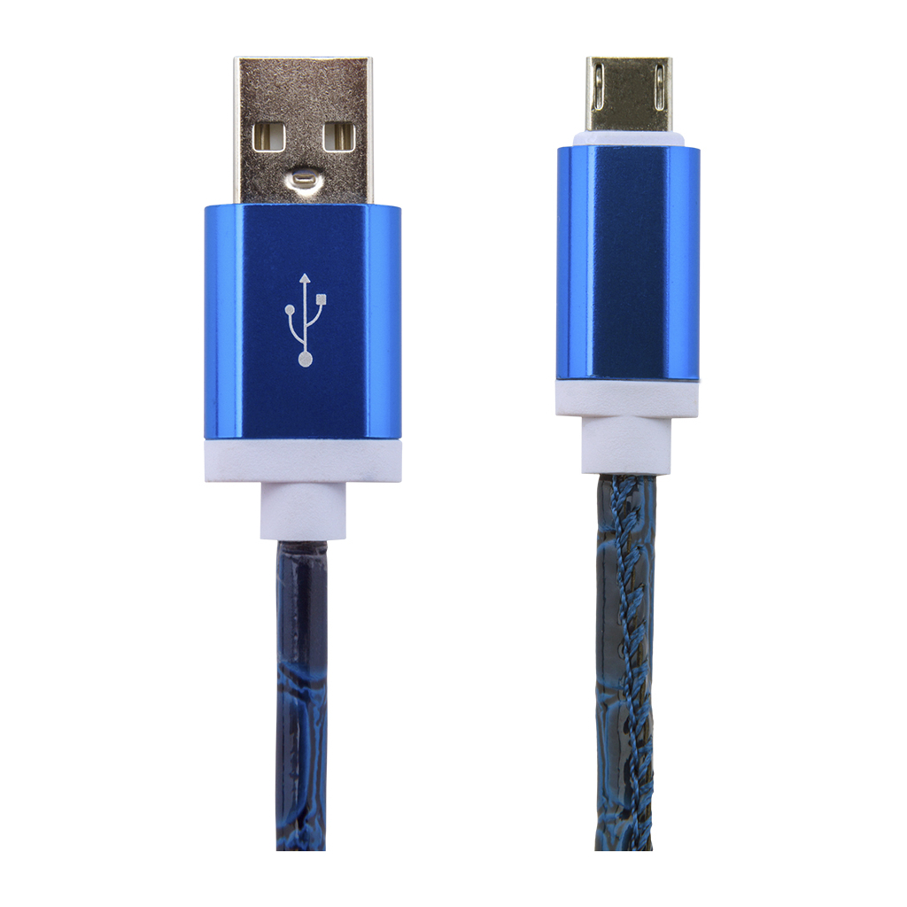 Дата кабель USB 2.0 AM to Micro 5P 1.0m Bl (кожа) синий LogicPower (5135)