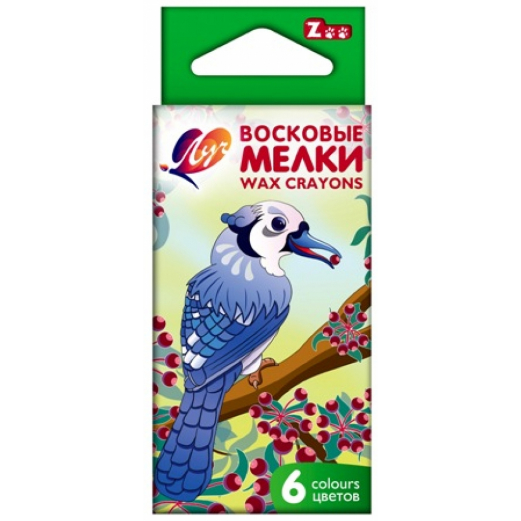 Олівці кольорові Луч Зоо воскові шестигр. 6 кольори (290108)