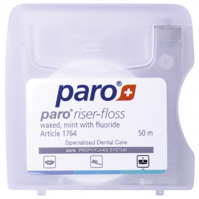 Зубна нитка Paro Swiss riser-floss вощена з м'ятою і фторидом 50 м (7610458017647)