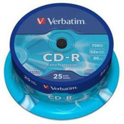 Диск CD Verbatim CD-R 700Mb 52x Cake box 25шт Extra (43432)