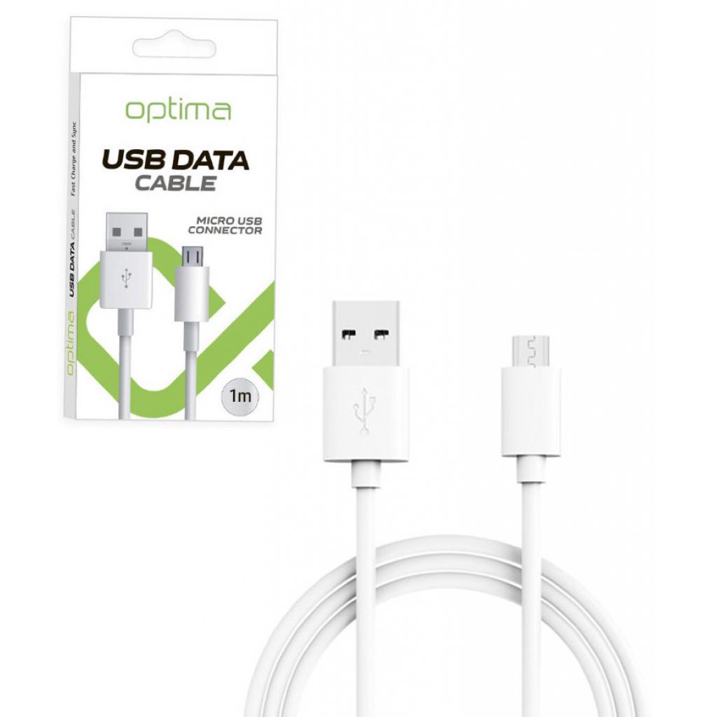 Дата кабель USB 2.0 AM to Micro 5P 1.0m White Optima (40144)