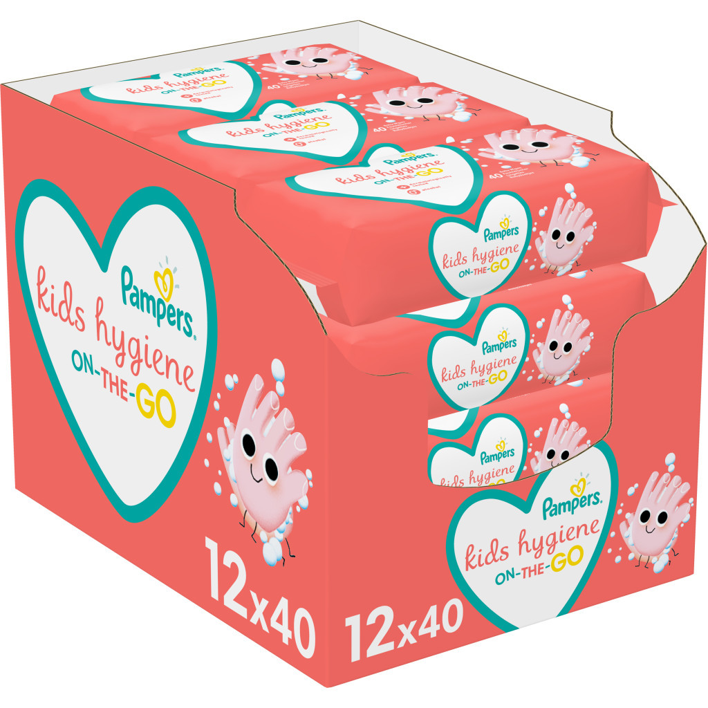 Дитячі вологі серветки Pampers Kids Hygiene On-the-go 12х40 шт. (8006540222324)