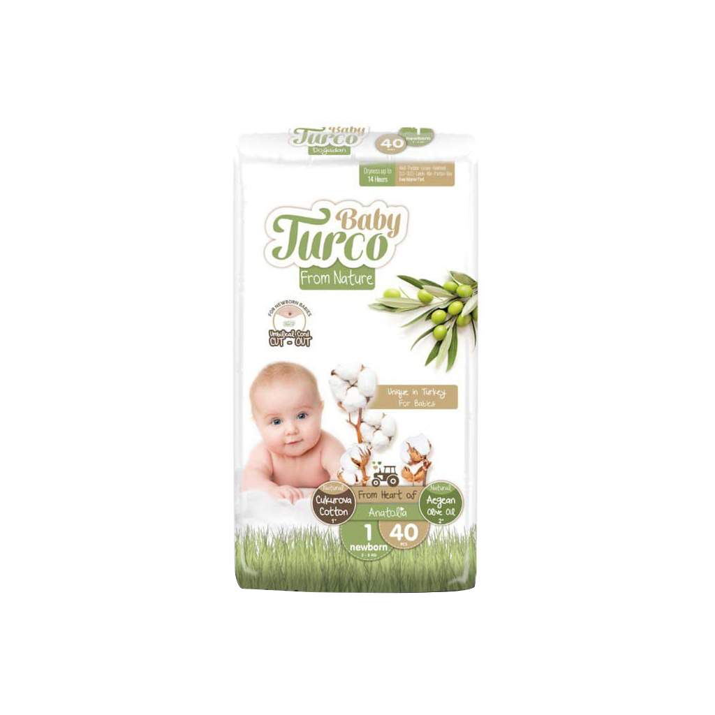 Підгузок Baby Turco Newborn Розмір 1 (2-5 кг) 40 шт (8682241200016)