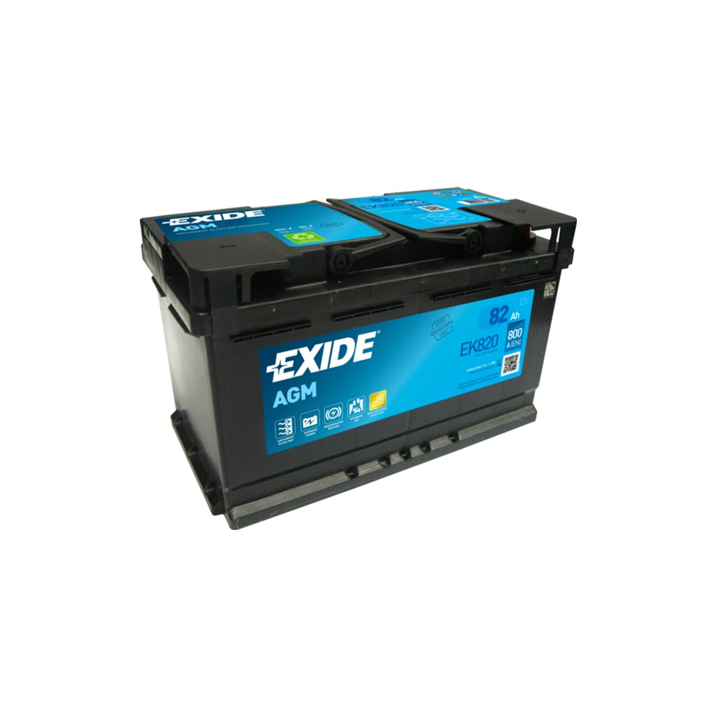 Акумулятор автомобільний EXIDE START-STOP AGM 82Ah Ев (-/+) (800EN) (EK820)