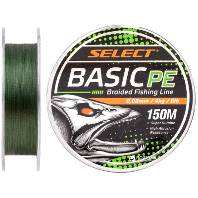 Шнур Select Basic PE 150m Dark Green 0.10mm 10lb/4.8kg (1870.18.21)