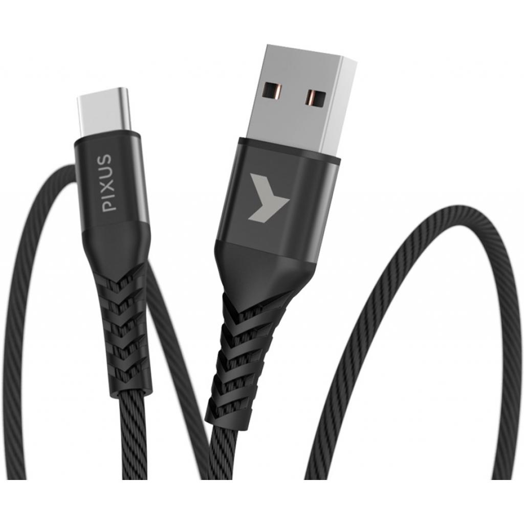 Дата кабель USB 2.0 AM to Type-C 1.0m Flex Black Pixus (4897058530902)