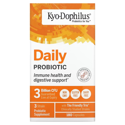 Пробіотики Kyolic Пробіотик щоденний, Kyo-Dophilus, Daily Probiotic, 180 капсул (WAK-60042)