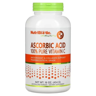 Вітамін NutriBiotic Аскорбінова кислота у порошку, Вітамін C, Ascorbic Acid, 100% Pur (NBC-00201)