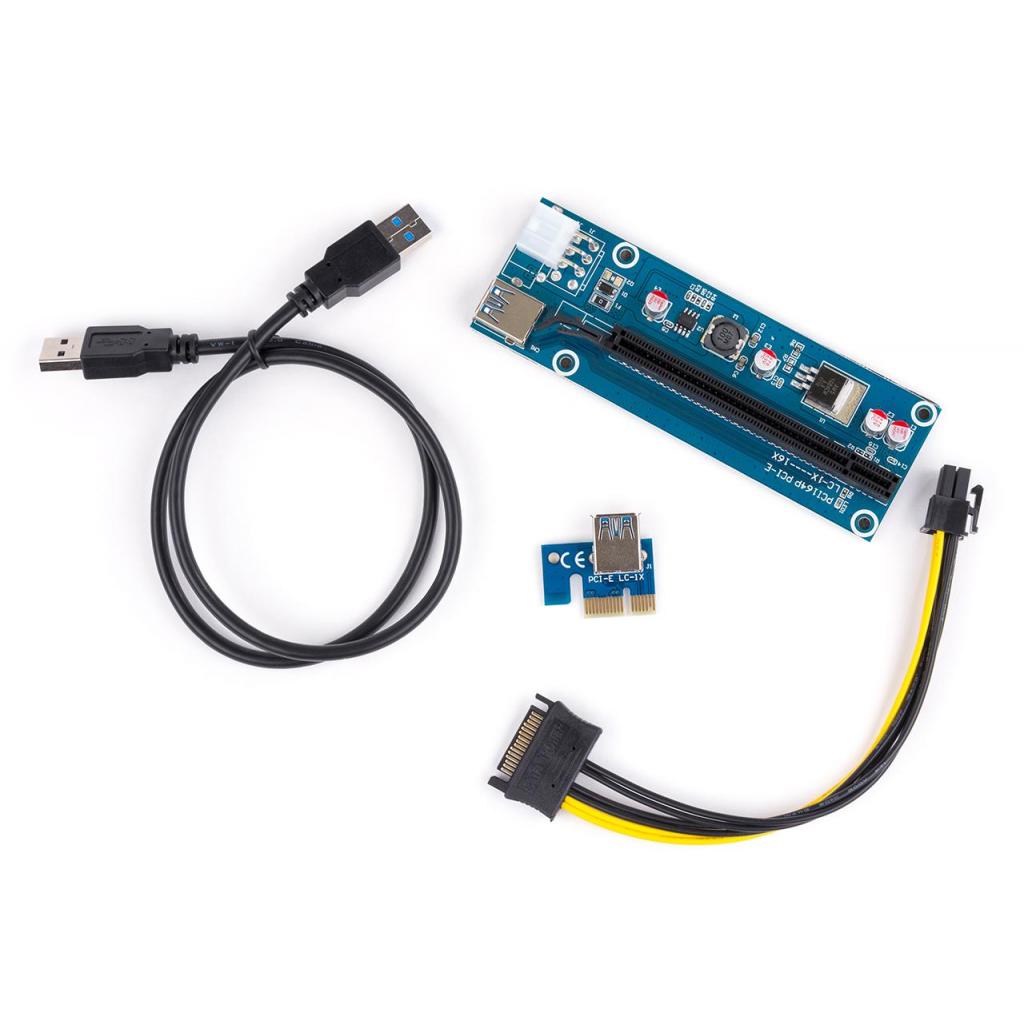 Райзер PCI-E x1 to 16x 60cm USB 3.0 Cable SATA to 6Pin Power v.006C Vinga (PCI-E)