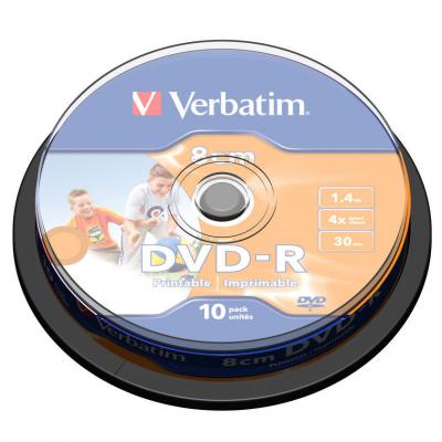 Диск DVD Verbatim 1.46Gb 4X CakeBox 10шт Printable (43573)