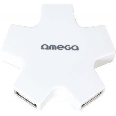 Концентратор Omega 4 Port USB 2.0 Hub Star White (OUH24SW)