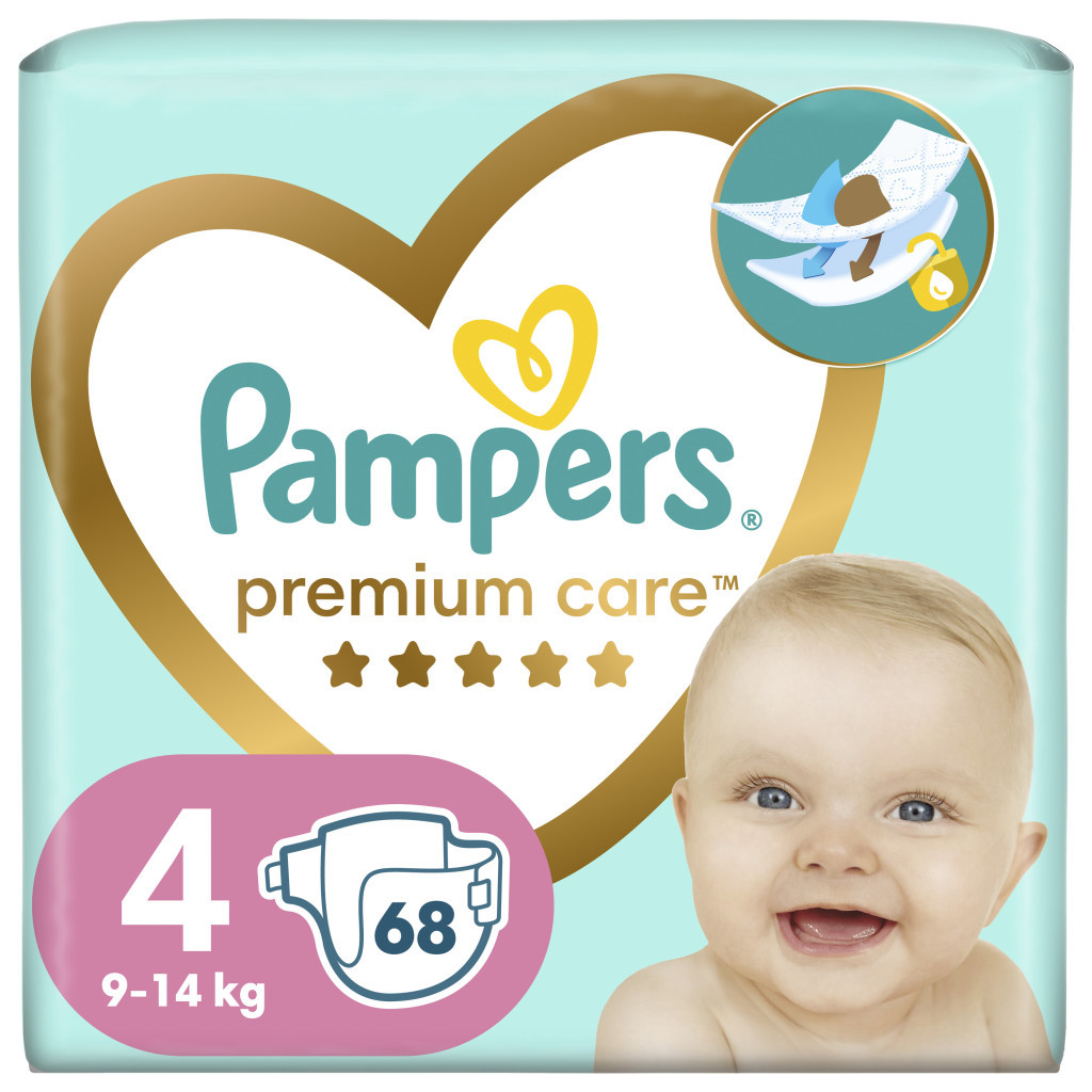 Підгузок Pampers Premium Care Maxi Розмір 4 (9-14 кг) 68 шт (8001841104959)