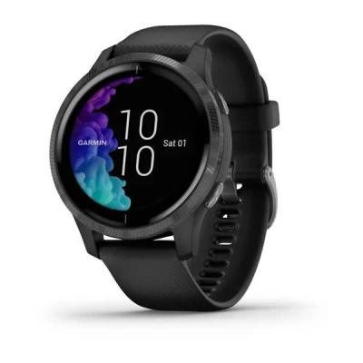 Смарт-годинник Garmin Venu Slate Stainless Steel Bezel with Black Case and Silicon (010-02173-13/12)