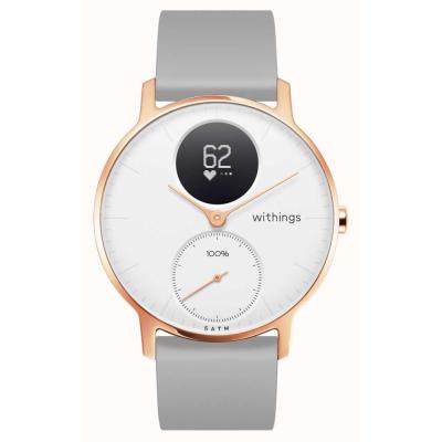 Смарт-годинник Withings Steel HR Watch 36mm White/Rose Gold with Grey Silicone Band (HWA03b-36white-RG-S.Grey)