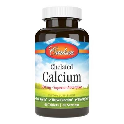 Мінерали Carlson Кальцій Хелатний, 500 мкг, Chelated Calcium, 60 таблеток (CL05460)