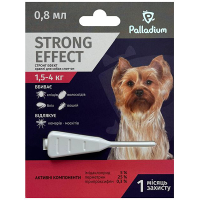 Краплі для тварин Palladium Strong Effect для собак вагою від 1.5 до 4 кг 1/0.8 мл (4820150206000)