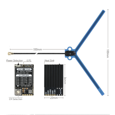 Відеопередавач (VTX) RushFPV 1.2/1.3GHz VTX 25/800mW 9CH (HP-1G3VTX)