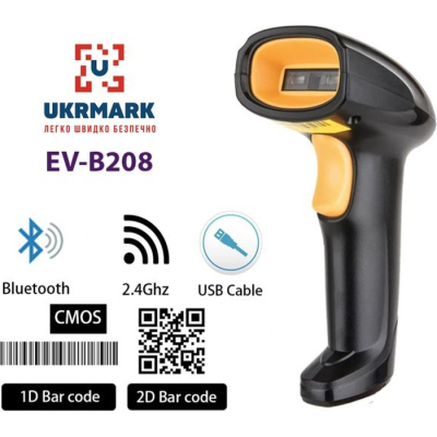 Сканер штрих-коду UKRMARK EV-B208 2D, Bluetooth, USB (UEVB208)