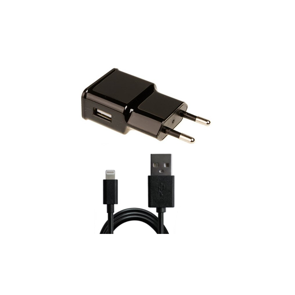 Зарядний пристрій Grand-X 1*USB, 1A, Black, + cable USB -> Lightning, Cu, 2.1А, 1m (CH765LTB)