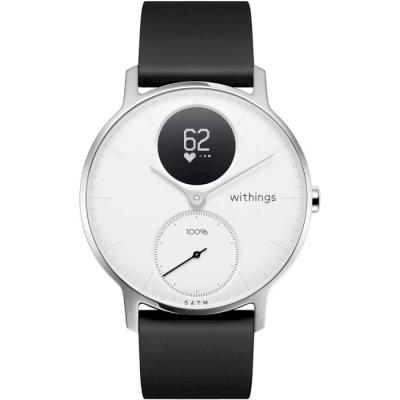 Смарт-годинник Withings Steel HR Watch 36mm White/Silver with Black Silicone Band (HWA03b-36white-Inter)