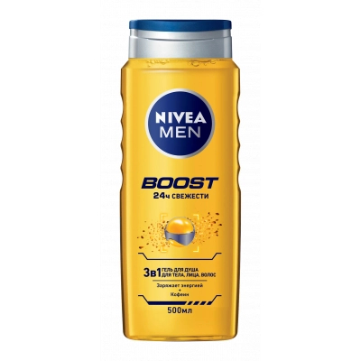 Гель для душу Nivea Men Boost 3в1 з кофеїном 500 мл (4005900824486)