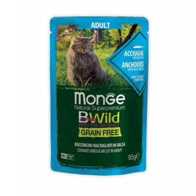 Вологий корм для кішок Monge BWild Cat Free Wet з анчоусами та овочами 85 г (8009470012775)