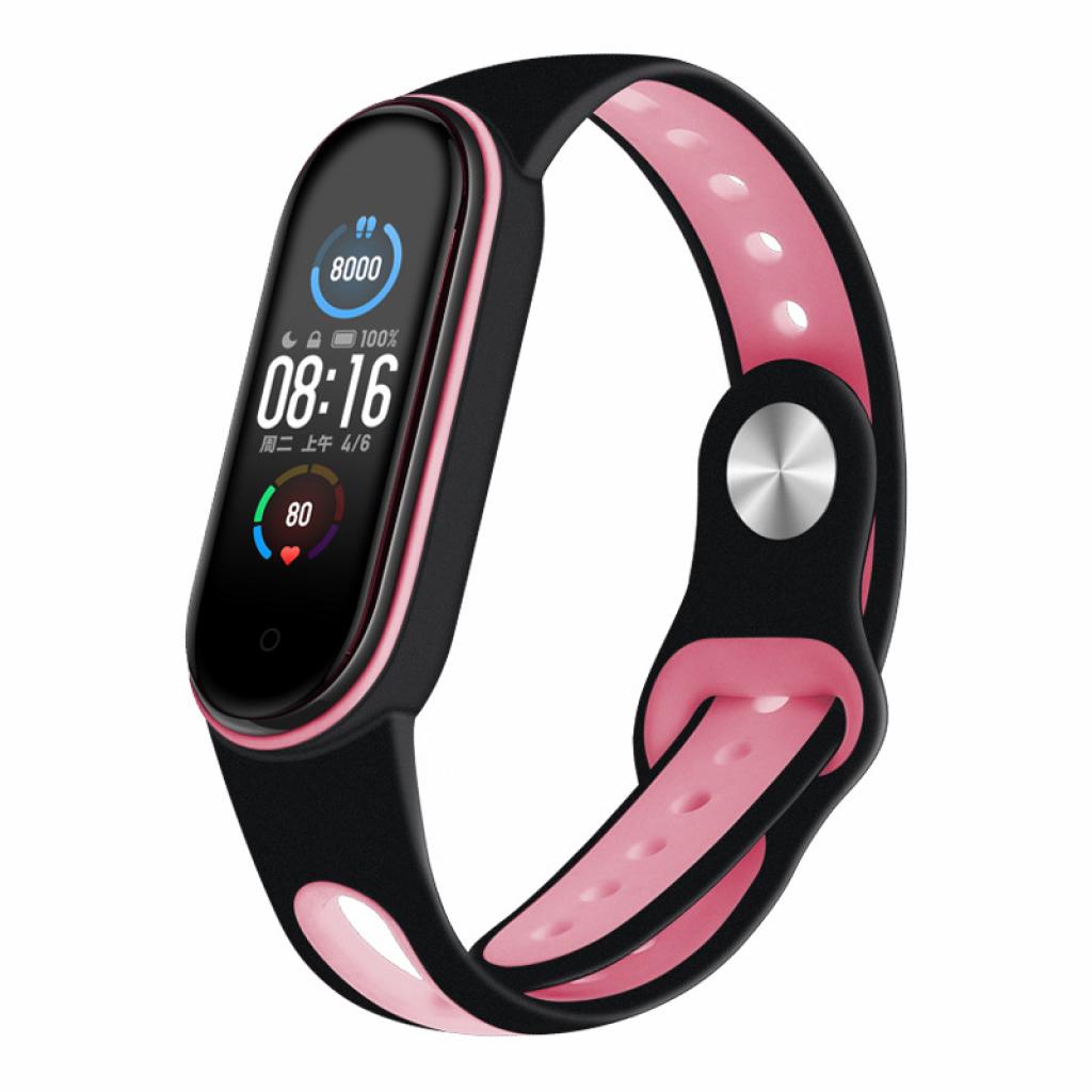 Ремінець до фітнес браслета BeCover Sport Style для Xiaomi Mi Smart Band 5 Black-Pink (705167)