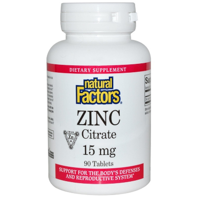 Мінерали Natural Factors Цитрат цинку, Zinc Citrate, 15 мг, 90 таблеток (NFS-01678)