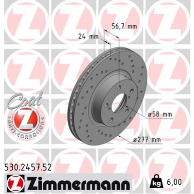 Гальмівний диск ZIMMERMANN 530.2457.52