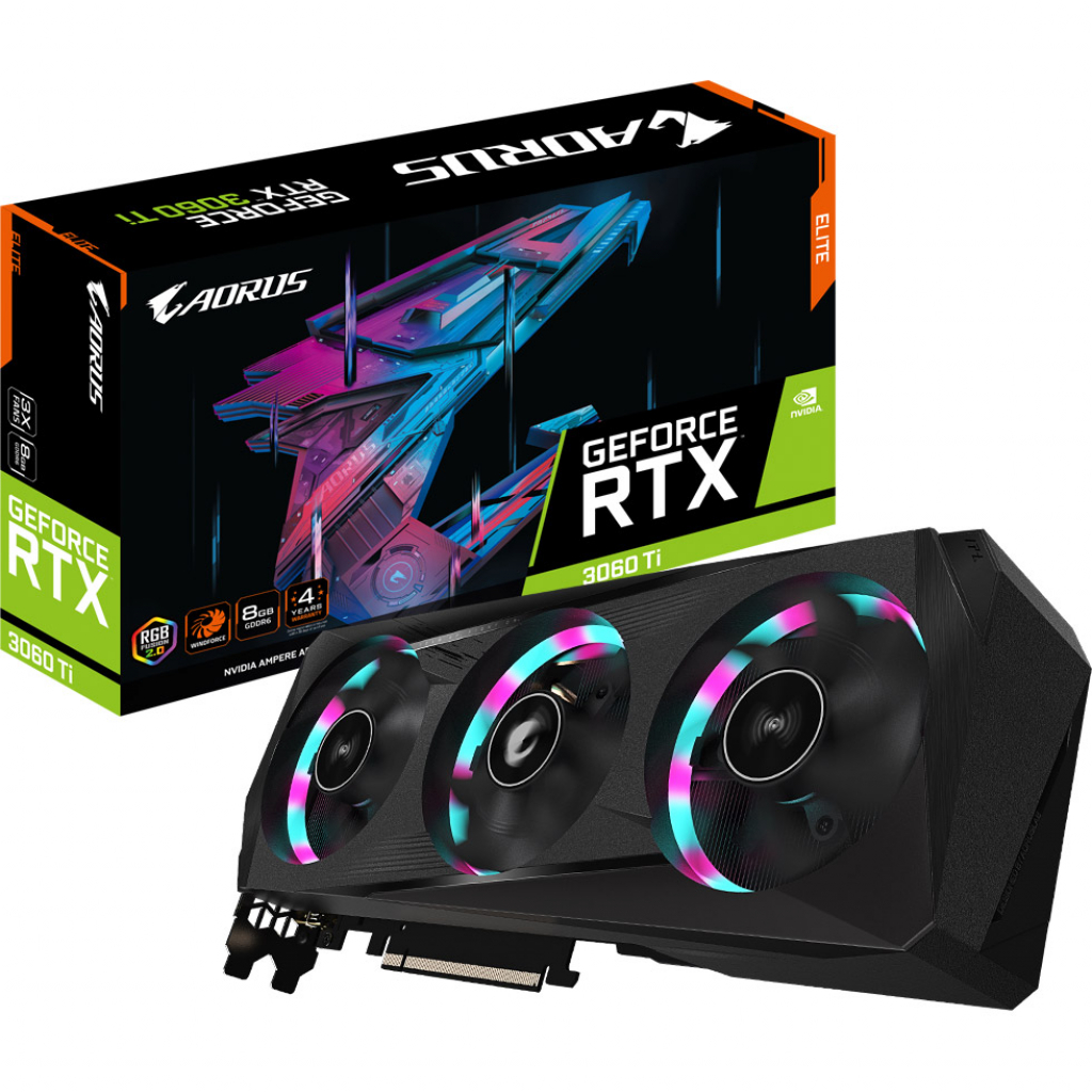 Відеокарта GIGABYTE GeForce RTX3060Ti 8Gb AORUS ELITE 2.0 LHR (GV-N306TAORUS E-8GD 2.0)