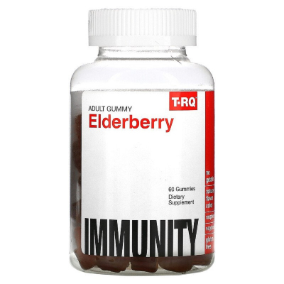 Трави T-RQ Бузина, смак малини, Elderberry, 60 жувальних цукерок (QRT-00127)